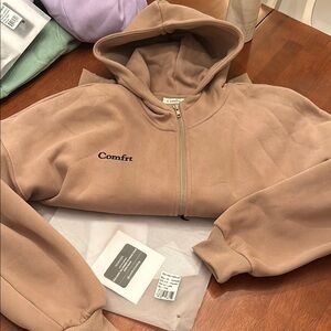 Comfrt comfort cloud zip up hoodie xxs, fits xs, s, m oversized NEW unisex